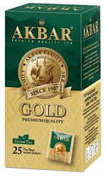 Чай Акбар ГРИН GOLD зеленый в конвертиках с/я 25пак х 2г х 12шт 
