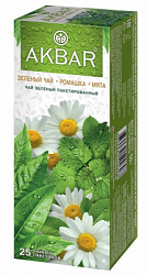 Чай AKBAR зелёный с ромашкой и мятой 25пак*2г*24