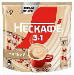 Кофейный напиток NESCAFE растворимый 3в1 Мягкий, м/у, 20пак*14,5г*20