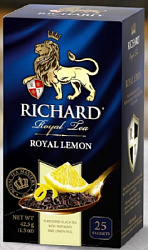 Чай RICHARD Royal LEMON чёрный с лимоном в/к, 25пак*1,7г*12