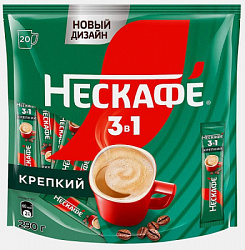 Кофейный напиток NESCAFE растворимый 3в1 Крепкий, м/у, 20пак*14,5г*20