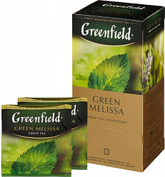 Чай GREENFIELD Green Melissa зелёный с мелисой в/к, 25пак*1,5г*10