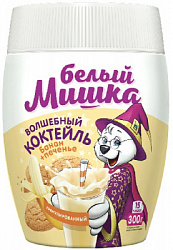 Молочный коктейль БЕЛЫЙ МИШКА  Банан-Печенье пл/б, 300г*12