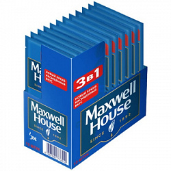 Кофе MAXWELL HOUSE растворимый 3в1 шоу-бокс 12пак*15г*12