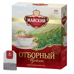Чай МАЙСКИЙ Отборный чёрный цейлонский б/к, 100пак*2г*6