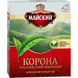 Чай МАЙСКИЙ Корона Российской Империи чёрный б/к, 100пак*2г*6