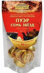Чай КОНФУЦИЙ ПУЭР Семь Звёзд чёрный дойпак, 50г*12
