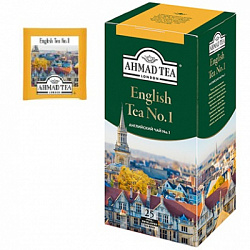 Чай AHMAD TEA Английский №1 чёрный с лёгким ароматом бергамота в/к, 25пак*2г*12