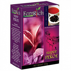 Чай FEMRICH Super Pekoe чёрный цейлонский карт/у, 250г*20