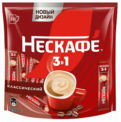 Кофейный напиток NESCAFE растворимый 3в1 Классический, м/у, 20пак*14,5г*20