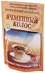 Злаковый напиток ЯЧМЕННЫЙ КОЛОС натуральный без кофеина м/у ЗИП, 100г*24