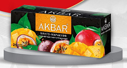 Чай AKBAR Манго и Маракуйя чёрный ароматизированный с/я, 25пак*1,5г*15